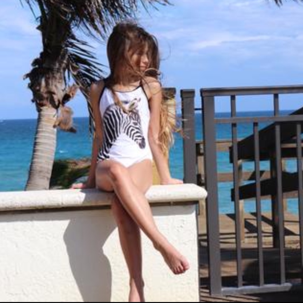NWT WILDLIFE SWIMWEAR Zebra Print One-Piece Swimsuit